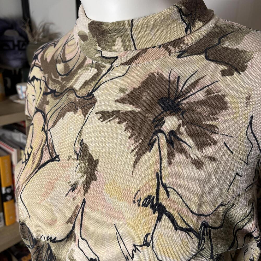 Vintage Talbots S Knit Silk Floral Top - Picture 4 of 6
